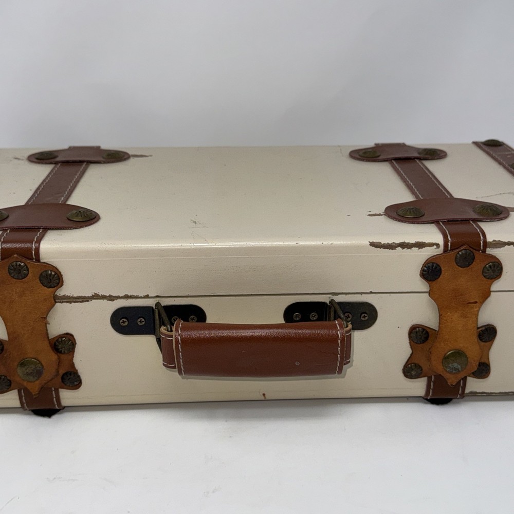 Vtg Wood Decorative Storage Trunk Box Suitcase Keepsake Chest Home Decor Rustic