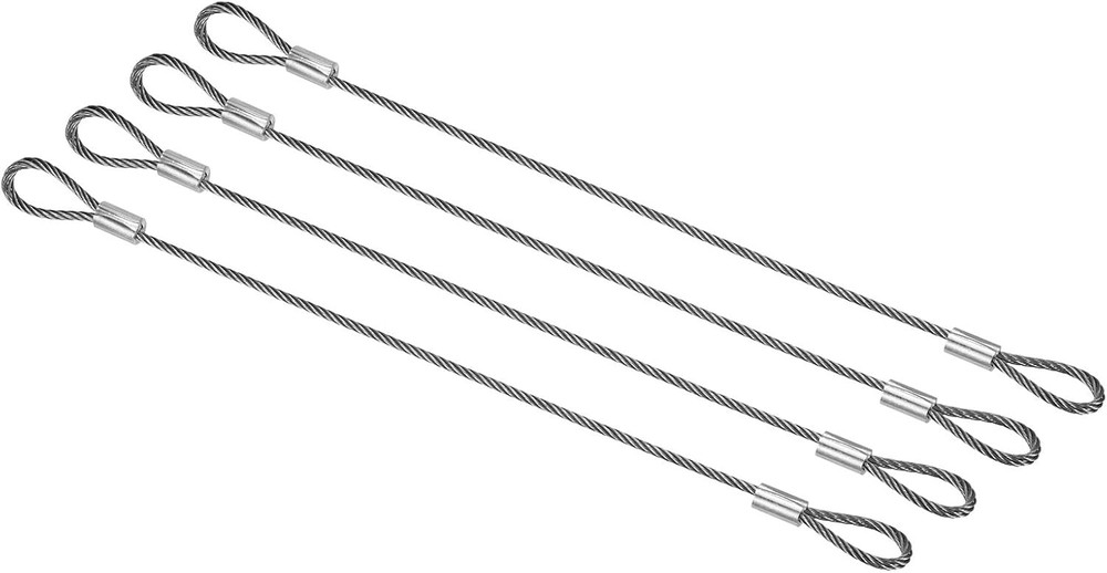 Durable 20cm Double Loop Stainless Steel Security Cables - 4 Pack for DJ & Locks