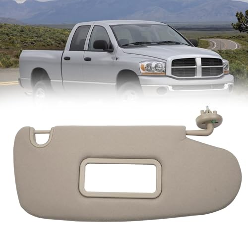 Gray Right Passenger Side Car Sun Visor W/Mirror Compatible with Dodge Ram