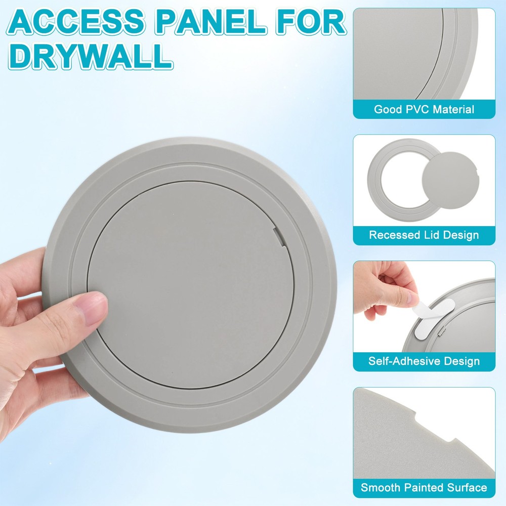 1-Pack Access Panel for Drywall, 4x4 Inch Round Plastic Removable [Gray]