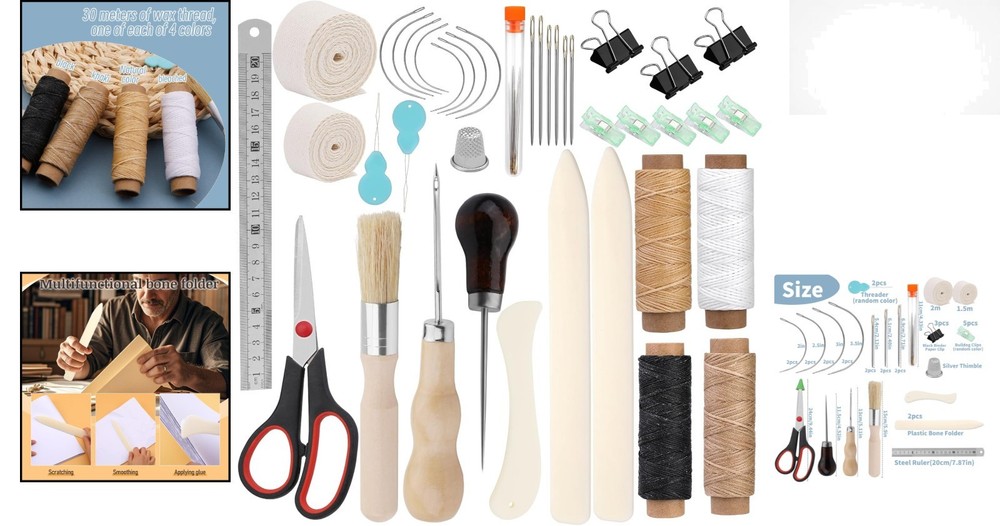 Beginner's Bookbinding Kit: 41 Tools Including Bone Folder & Binding Supplies