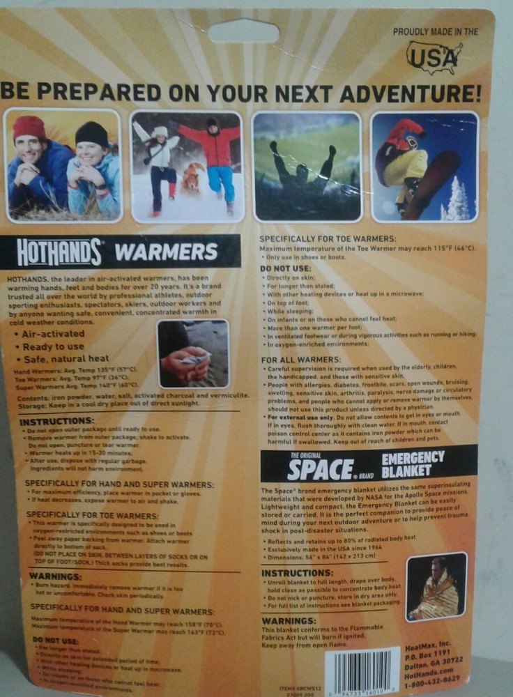 New Hothands Heatmax Cold Weather Pack