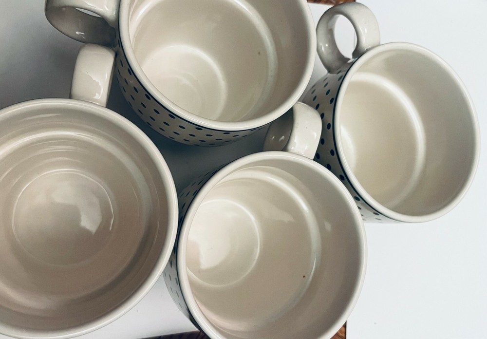 SPODE Mugs, "Christmas Tree", Polka Dot Ceramic, 4, Replace, Add or COLLECT!