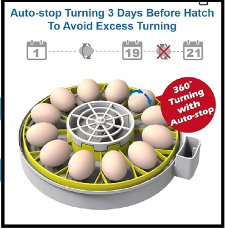 KEBONNIXS 12 Egg Incubator with Humidity Display Egg Candler Automatic Egg Turne