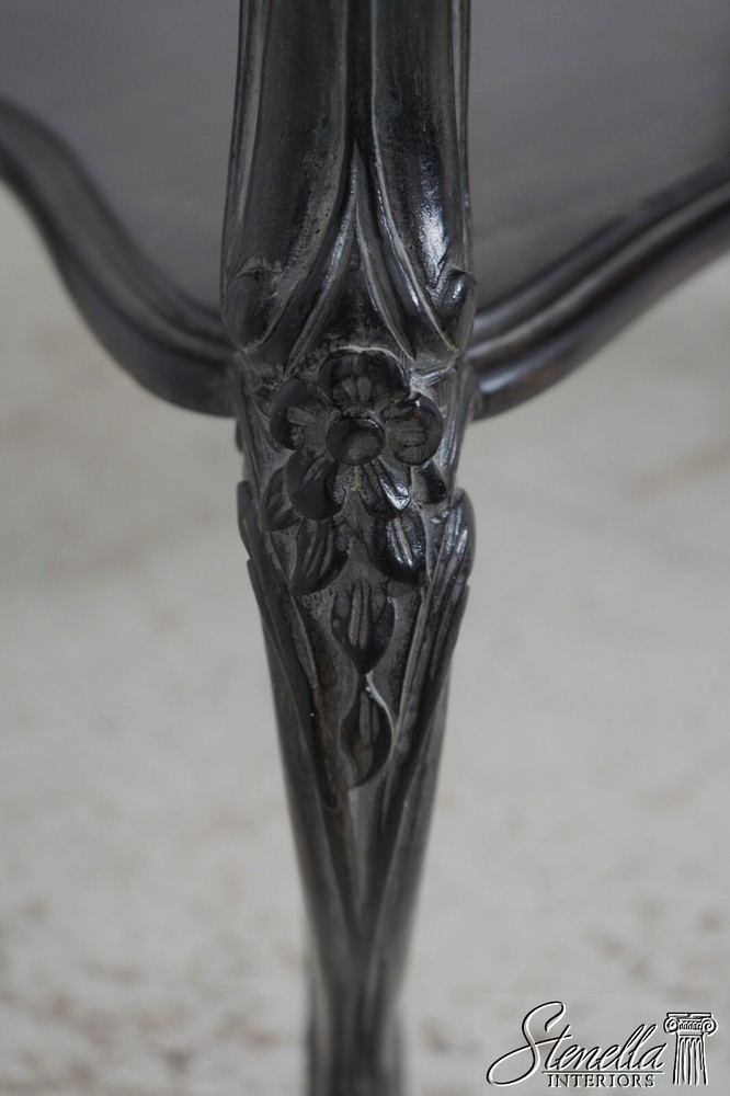 L66603: French Ebonized Marble Top Rolling Bar Cart Server
