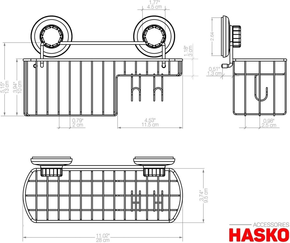 Space-Saving Black Shower Caddy with Suction Mount - Strong & Rustproof Design