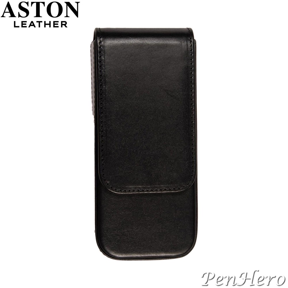 Aston Leather Pen Case with Three Slots Black