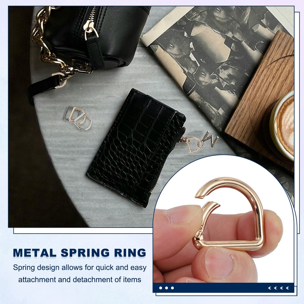 10 Pcs 27mm D Shaped Spring Snap Keychain Clip for Purses Light Gold