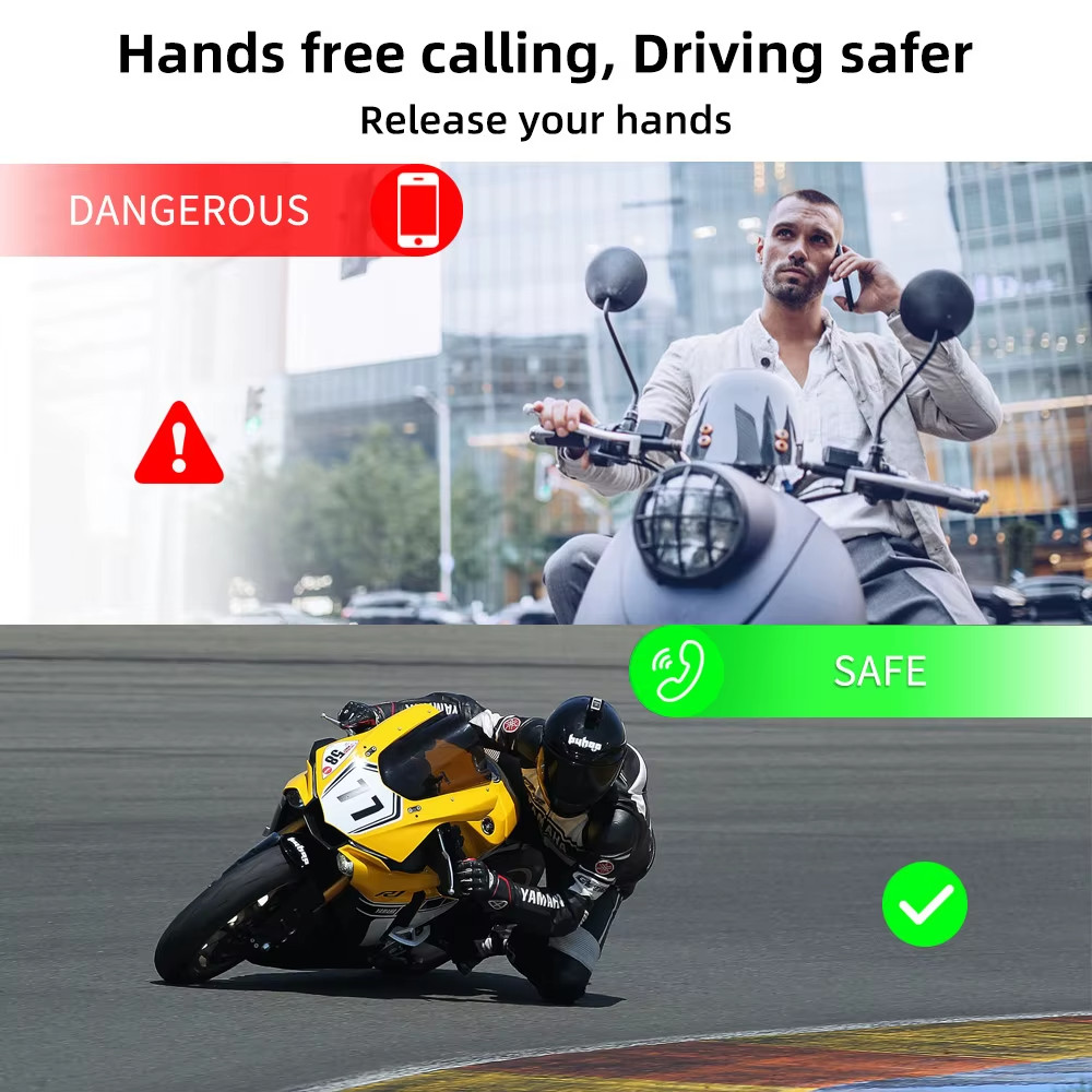 BT12S Motorcycle Helmet Bluetooth Headset, Hands-free Calling, Anti-interference