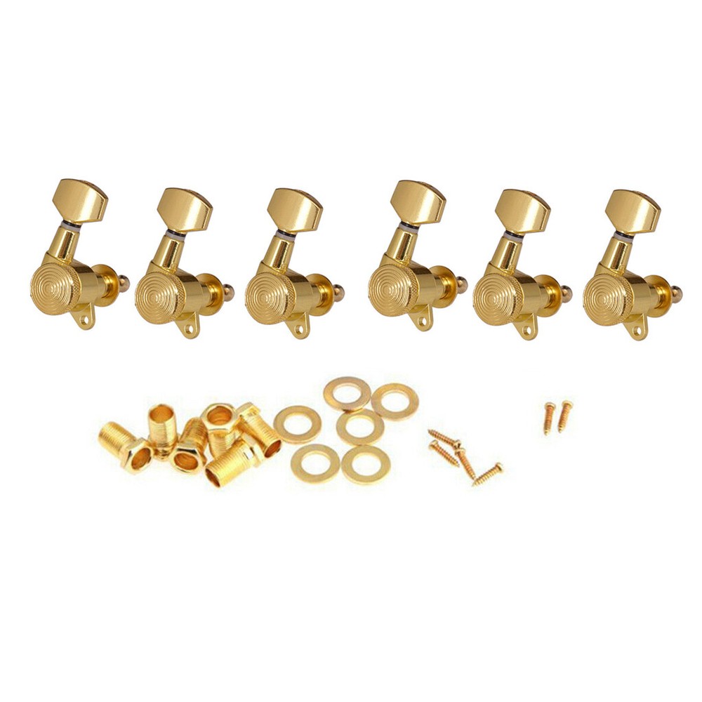Thread 6R Inline Guitar Tuning Pegs Locking Tuners Keys Machine Heads Gold