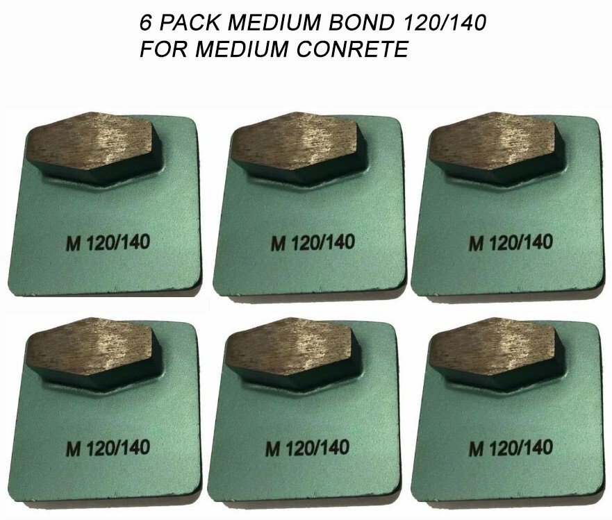 6-Pack! Husqvarna-Compatible Diamond Grinding Disc Medium-Soft Surface 120/140