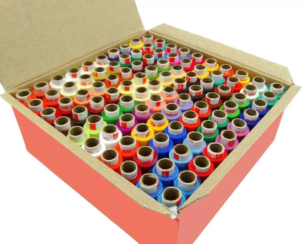 100 Pcs Set Assorted Color Polyester Thread Spool Spun Sewing Supplies Quilting.