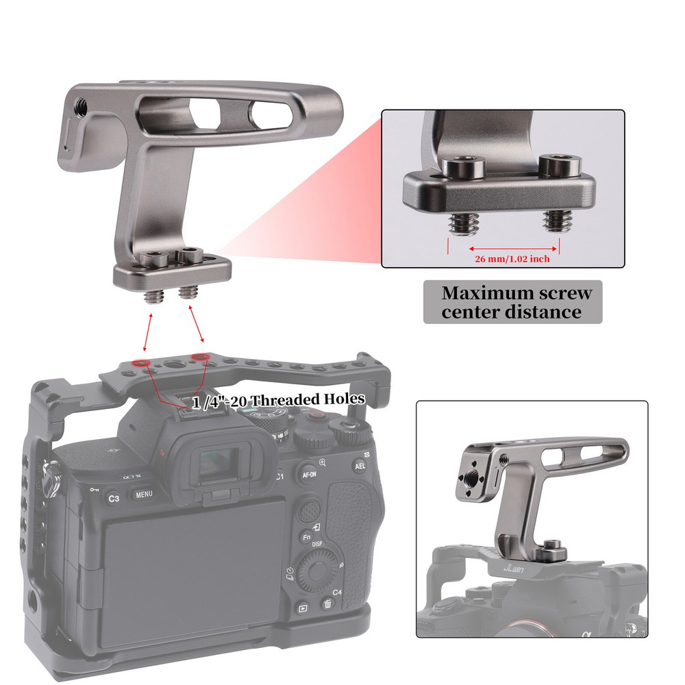 US Silver Handle Grip 1/4"-20 Thread Mount for DSLR Mirrorless Camera Cage Rig