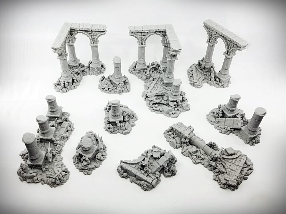 Ruined Columns - Grimdark- Deluxe Bundle (Large)- Tabletop Wargaming RPG terrain