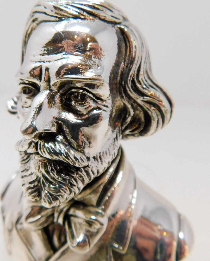 Solid 800 Silver Giuseppe Verdi 4.5" Statuette Italian 202 grams Composer Bust
