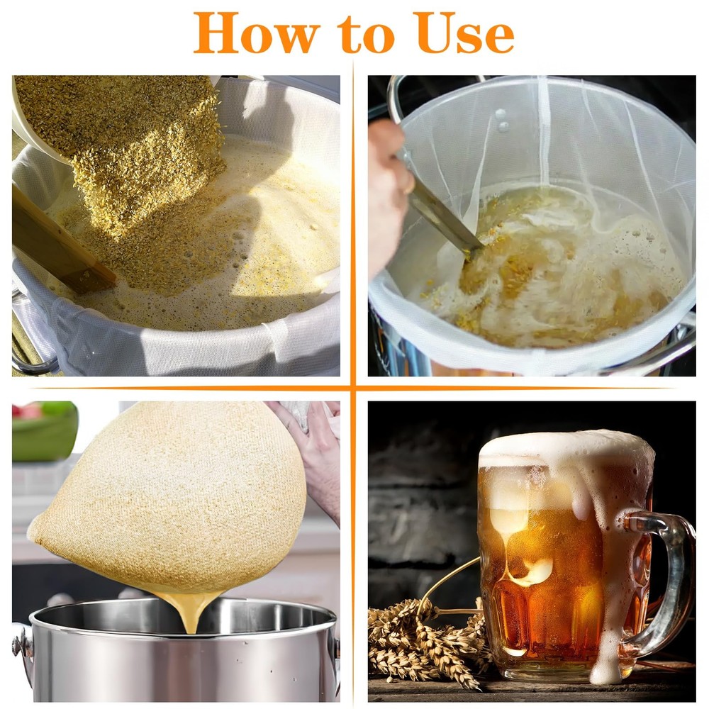 2 Pack 26x22 Inch Extra Large Reusable Straining Bag Brewing Bags w/ Drawstring