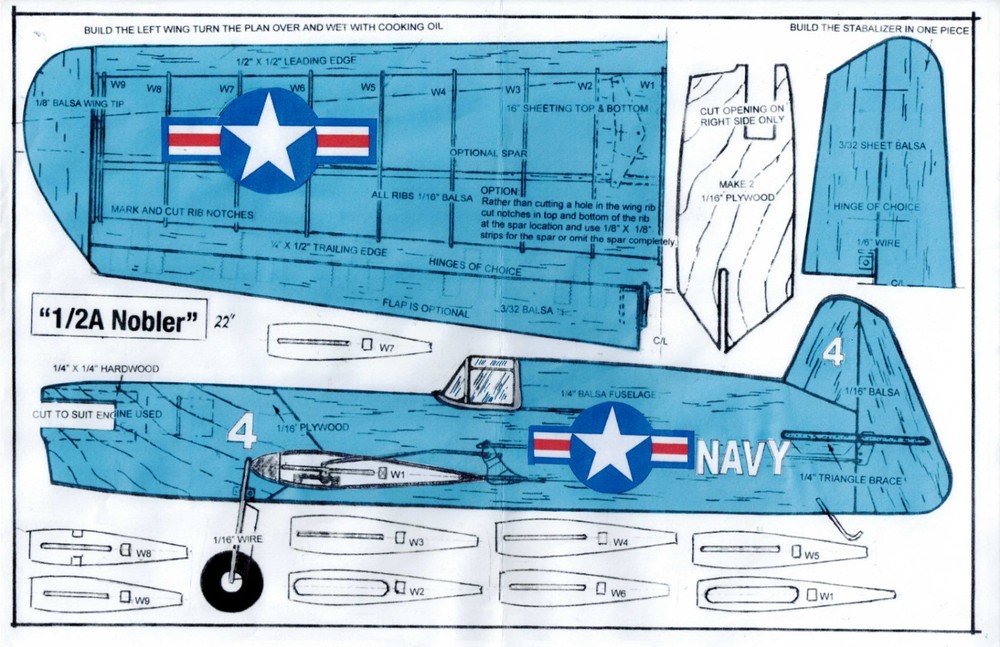 1/2 A profile Nobler U-Control plans
