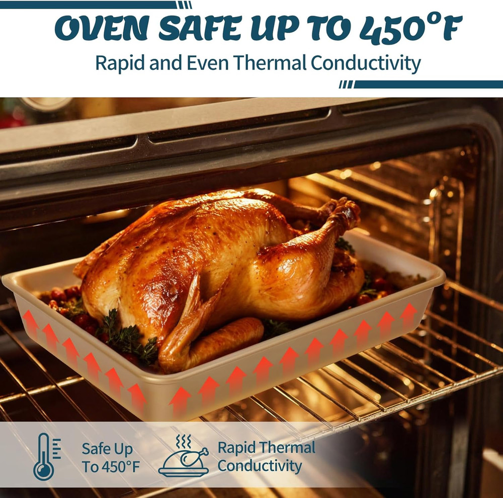 Baking Pans Set, Nonstick Stackable Bakeware Sets, Oven Pans Cooking, 6 Pieces