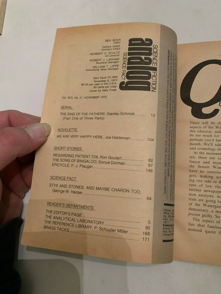 November 1973 Analog Science Fiction Science Fact Magazine