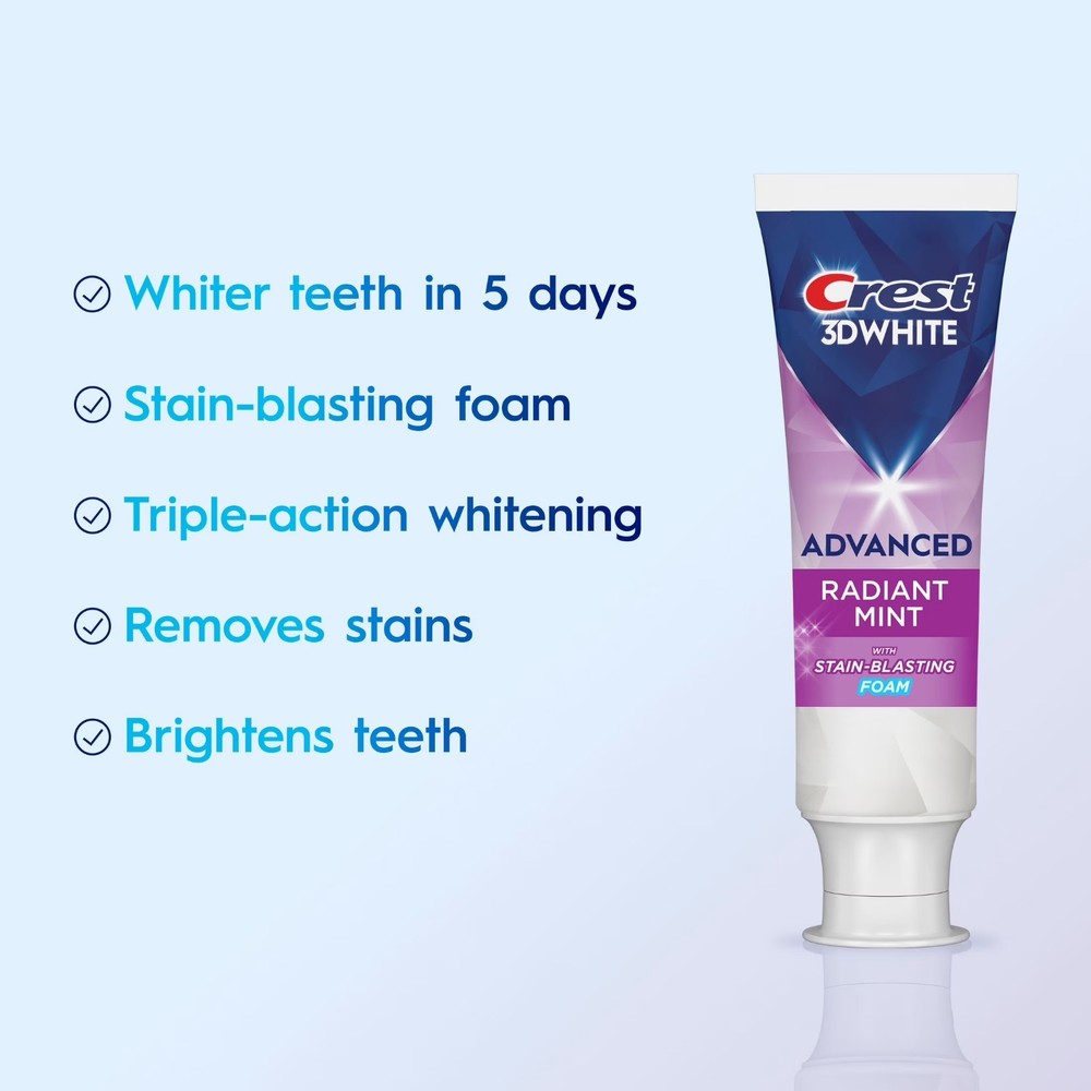 Crest 3D White Advanced Radiant Mint Toothpaste 2.4 oz each 2 pk