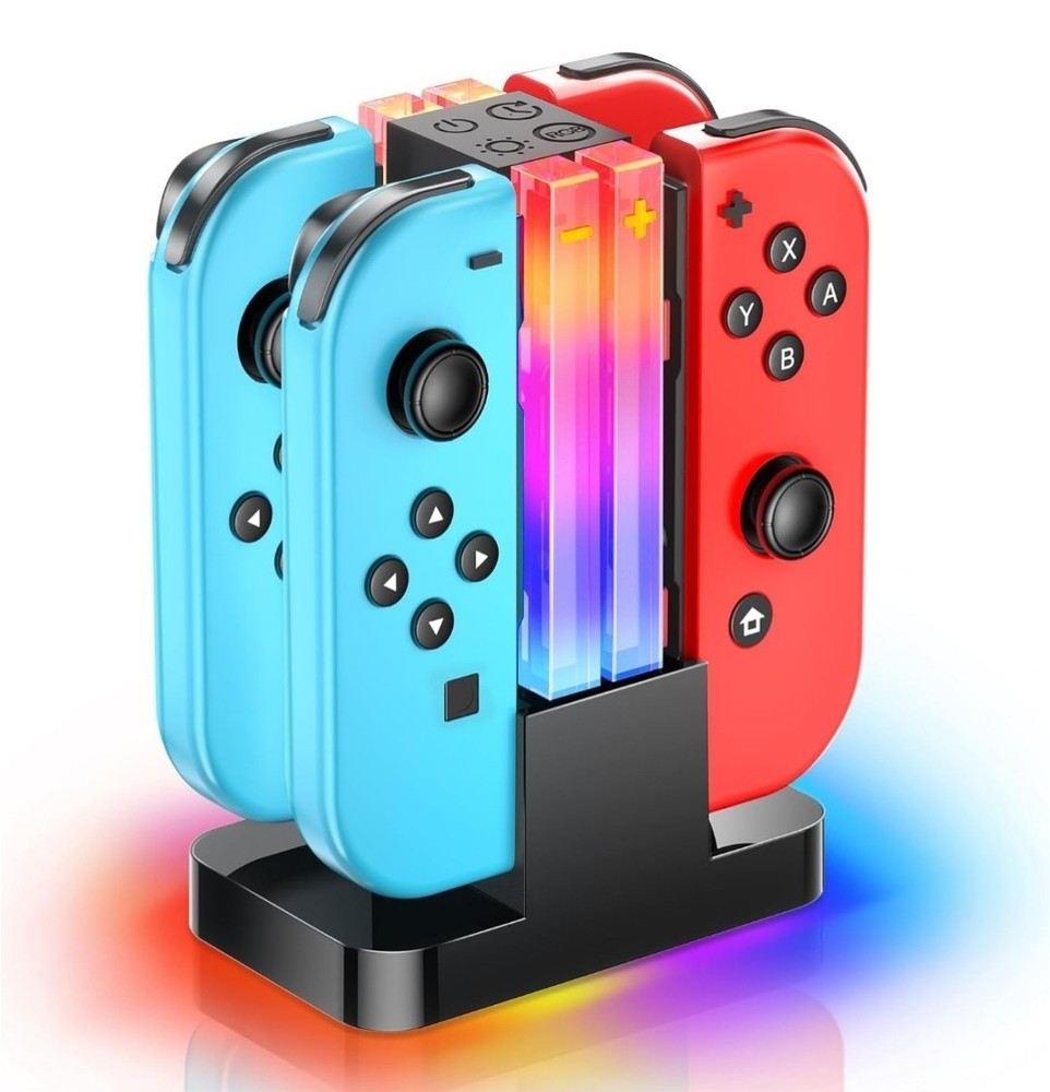 Switch Controller Charger Dock, for Joycons & OLED Model with 6 RGB Light Mode