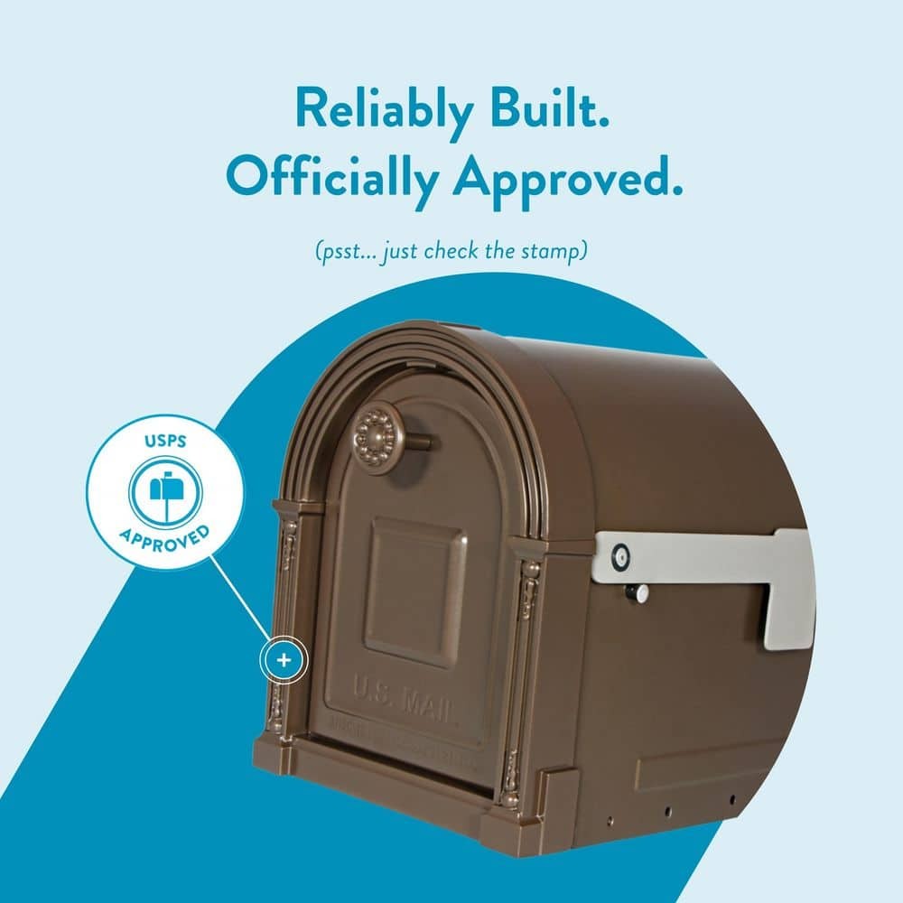 Architectural Mailboxes Garrison Venetian Bronze,Large, Steel,Post Mount Mailbox