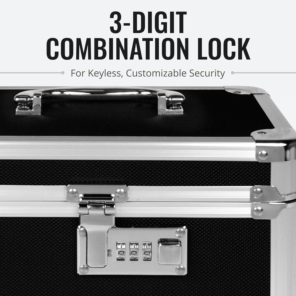 Compact 3-Digit Lock Box - Secure Chrome Steel Storage for Documents & Valuables