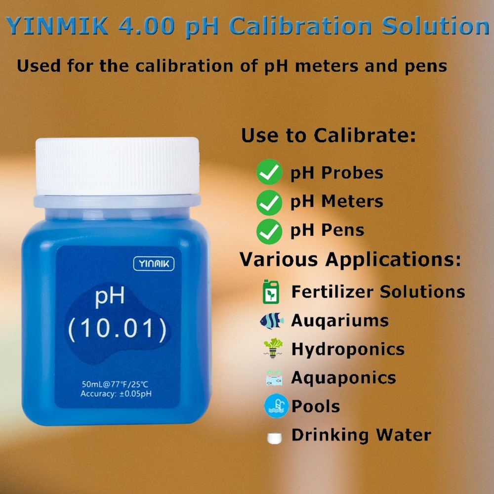 pH Calibration Solution Kit with Storage Buffer for pH Meters - 3 Bottles