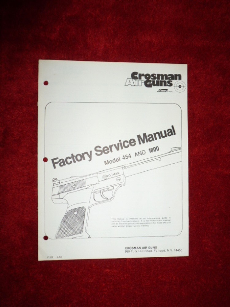 Crosman 454 & 1600 Service Manual With Exploded View