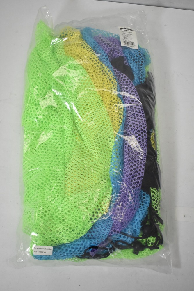 Oriental Trading Co Large Mesh Beach Drawstring Bags 12 Pack Assorted Colors