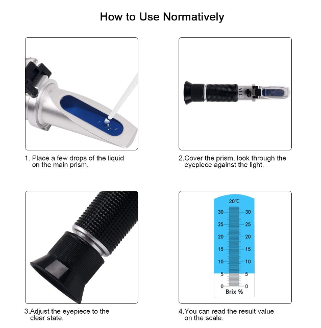 Brix Refractometer 0-32% Brix Meter Refractometer for Testing Sugar Content ATC