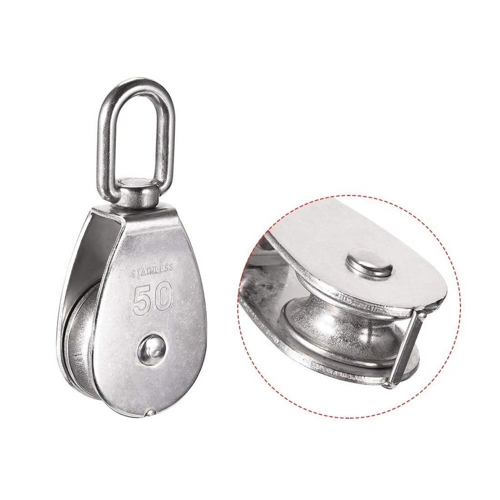 Rocaris 4 Pack M50 Lifting Single Pulley Roller Loading 880Ibs, 304 Stainless...