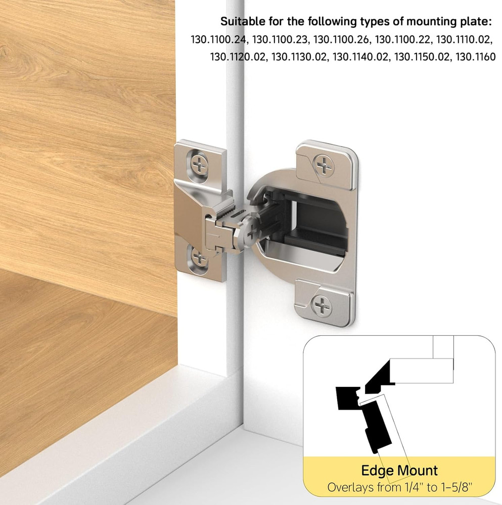 Replacement for Blum 110 Degree Compact 33 Screw on Hinge, Self Closing, 8-Pack