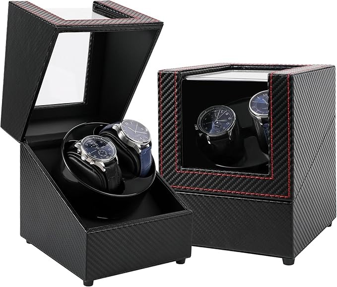 Automatic Rotation Double Watch Winder Box Leather Storage Display Case Gift US