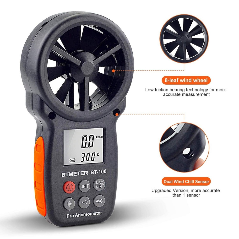 BT-100 Multifunction Wind Speed Temperature Meter