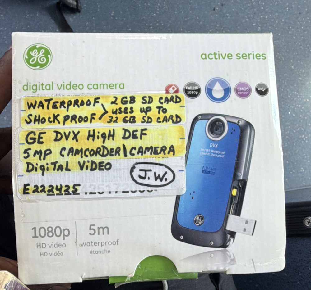 GE DVX Active Series Waterproof Shockproof HD Camcorder Blue SD USB
