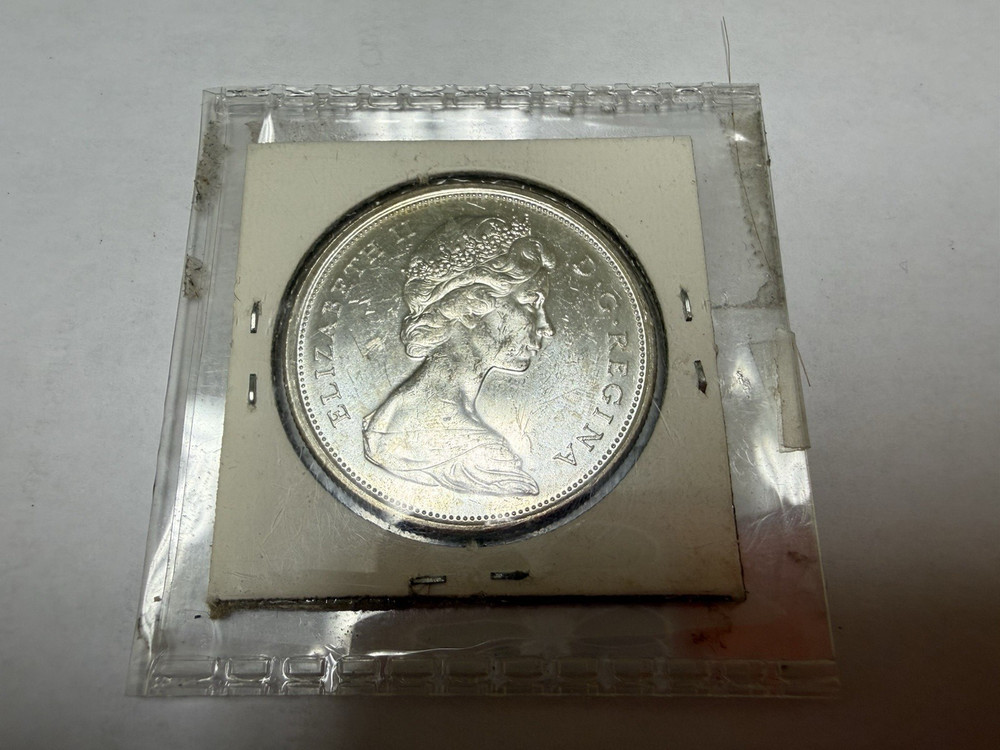 1867 - 1967 Canada Silver 50 Cent Howling Wolf Elizabeth