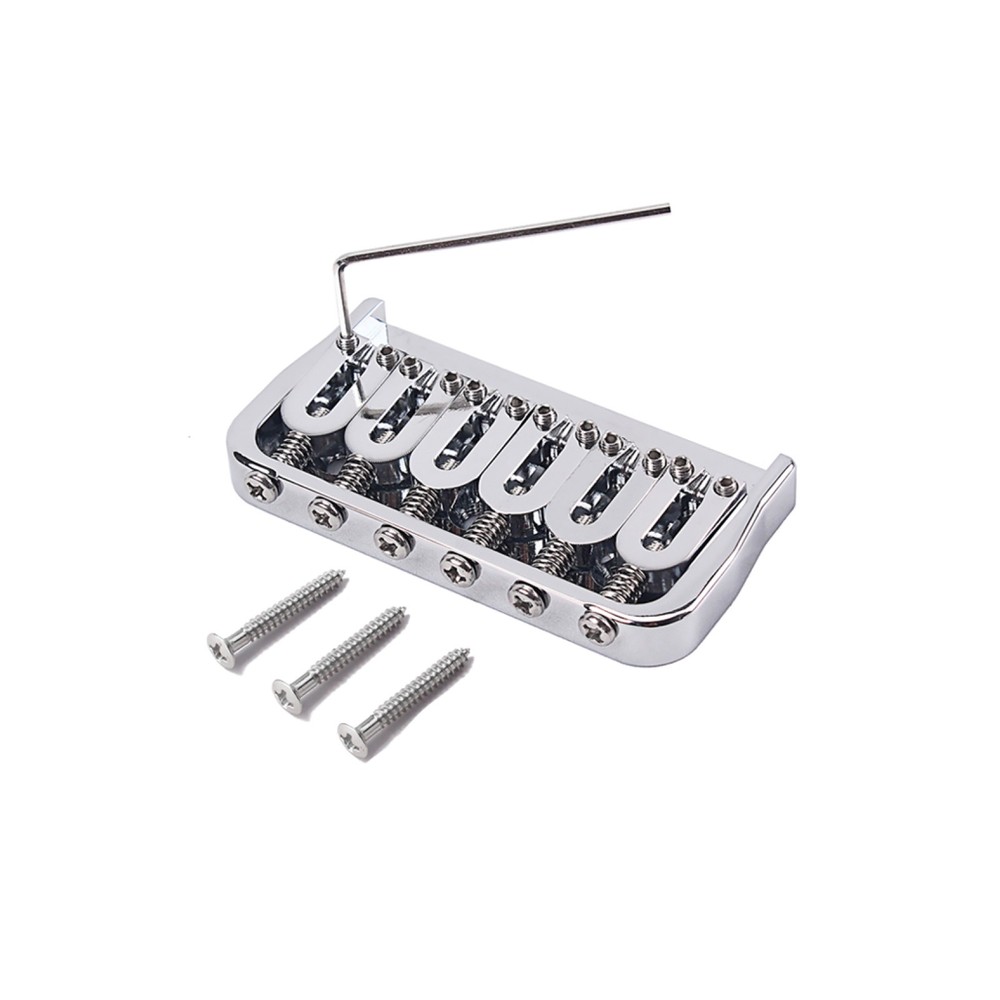 Chrome Fixed Guitar Bridge 52mm 6-String Hardtail Bridge For Electric Guitar