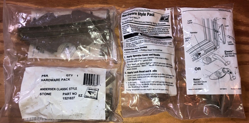 2 Andersen 1521027 Stone Hardware Pack Perma-Shield Improved/E-Z Awning Windows