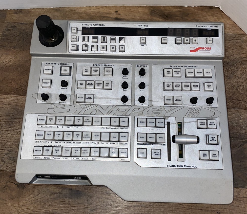 Ross Synergy 100 Switcher Control Panel - S100 C.P. Controller Power UNTESTED