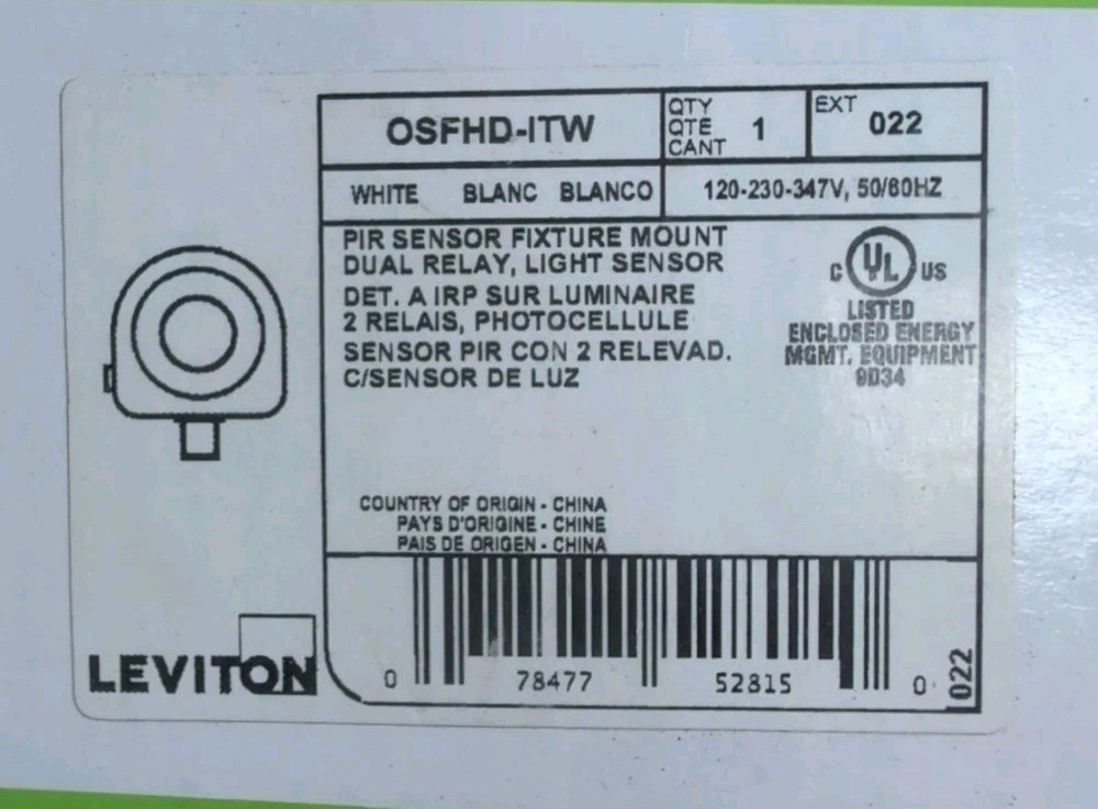 LEVITON OSFHD-ITW Occupancy Sensor