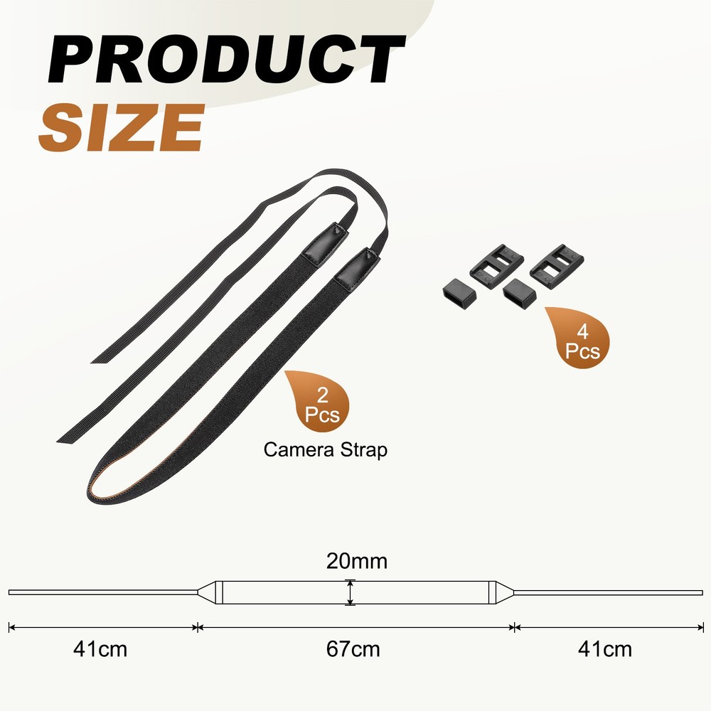 Camera Strap, 2Pcs 0.8" Width Nylon Adjustable Neck Shoulder Strap, Black