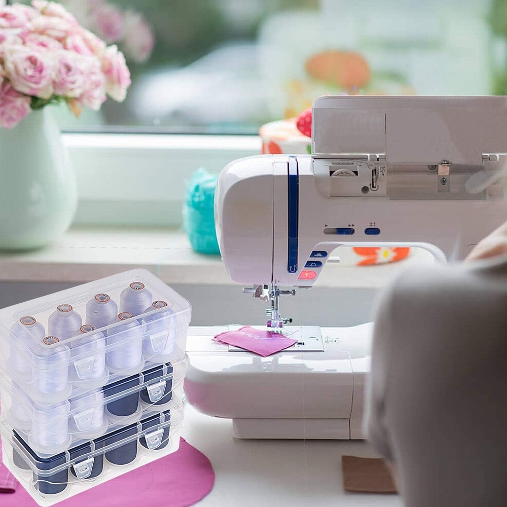 Polyester Embroidery Machine Thread 1000M Each with Clear Plastic Storage Box fo