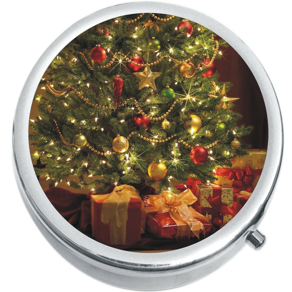 Christmas Tree Presents Medicine Vitamin Pill Box