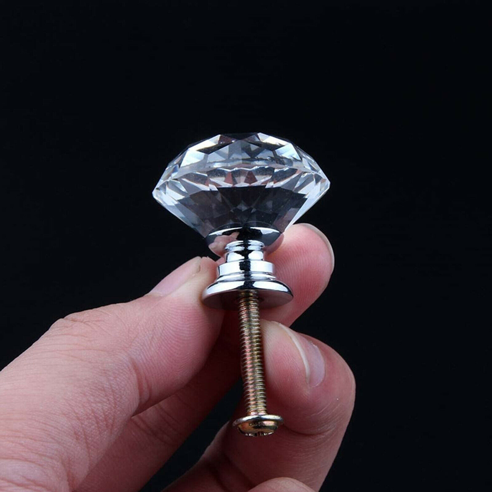 LOT Crystal Glass Knobs Drawer Pulls Diamond Shape Kitchen Cabinet Dresser Pulls