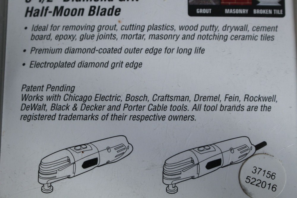 Warrior 3-1/2” Diamond Grit Half-Moon Blade # 61829 Multi-Tool Grinding Blade NE