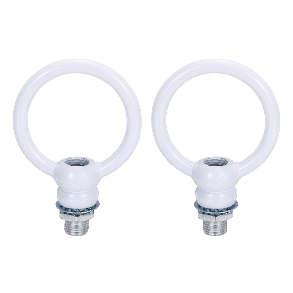 2 Set 8kg M10 1.9x2.3" Thread Lifting Eye Nut Holder Hook Ring White