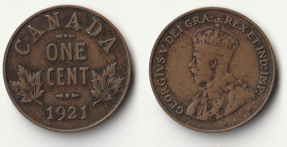 1921 Canada 1 cent coin