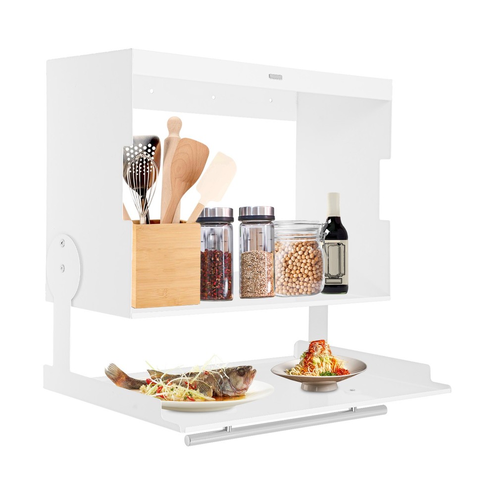 Kitchen Storage Rack with Pull-down Cover, Wall Spice Organizer Under Cabinet