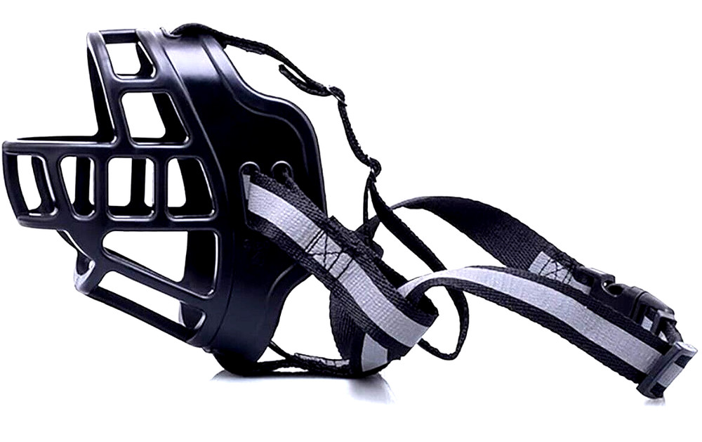 Dog Muzzle Basket Type Adjustable Size 6 Lightweight Reflective Tape